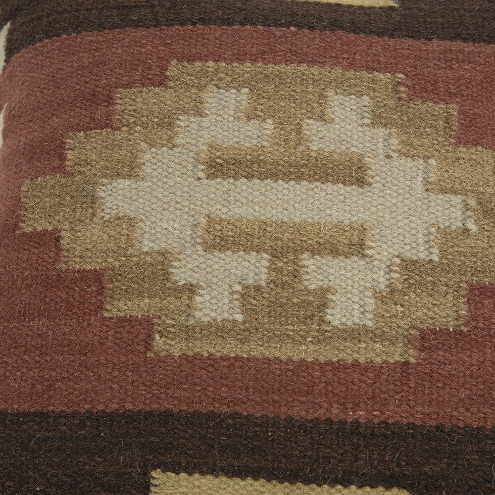 18" Brown and Beige Geometric Jute Wool Blend Throw Pillow - Homeroots - Flyclothing LLC