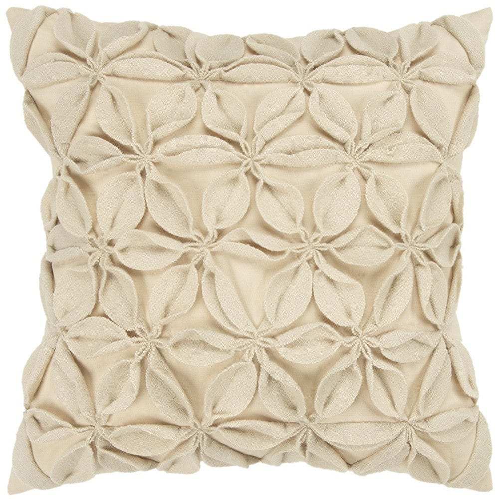 Cream Pinwheel Floral Petal Down Filled Throw Pillow - Homeroots - Flyclothing LLC