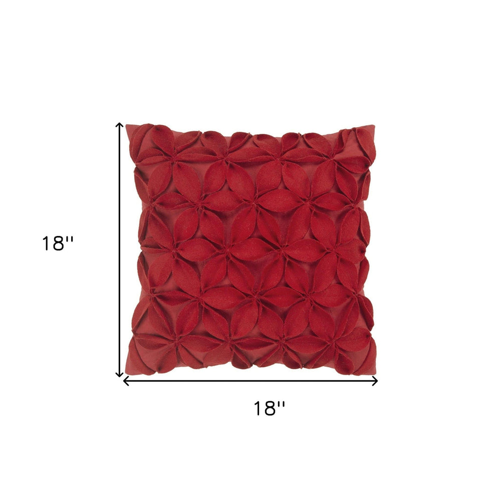 18" Red Cotton Throw Pillow - Homeroots - Flyclothing LLC