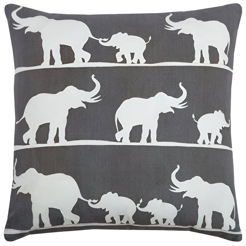 20" Gray and White Elephant Cotton Throw Pillow - Homeroots - Flyclothing LLC