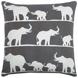 20" Gray and White Elephant Cotton Throw Pillow - Homeroots - Flyclothing LLC