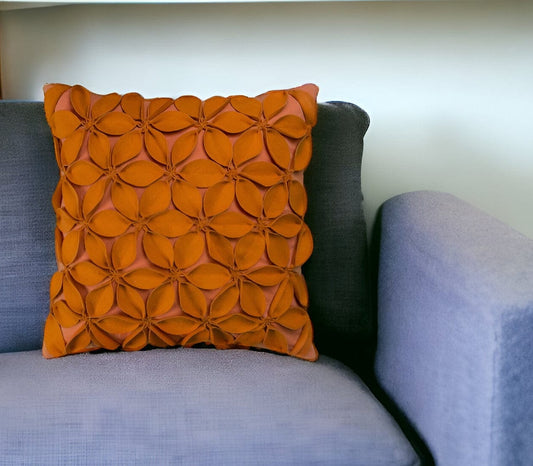 18" Orange Cotton Throw Pillow - Homeroots