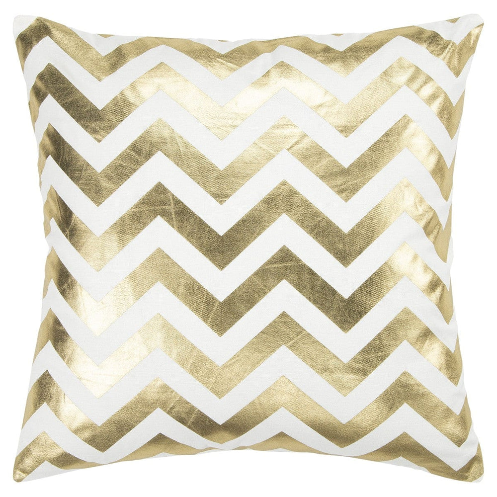 18" Gold and Ivory Cotton Throw Pillow - Homeroots - Flyclothing LLC