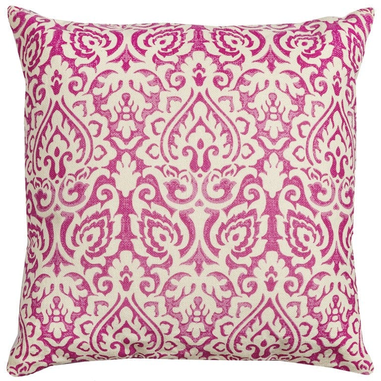 22" Pink and White Damask Cotton Throw Pillow - Homeroots - Flyclothing LLC