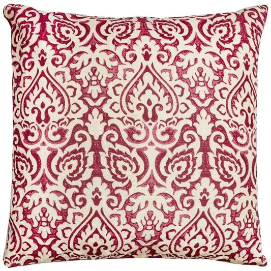 22" Red and White Cotton Throw Pillow - Homeroots