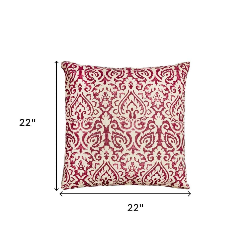 22" Red and White Cotton Throw Pillow - Homeroots - Flyclothing LLC