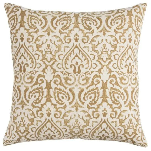 22" Gold and White Cotton Throw Pillow - Homeroots