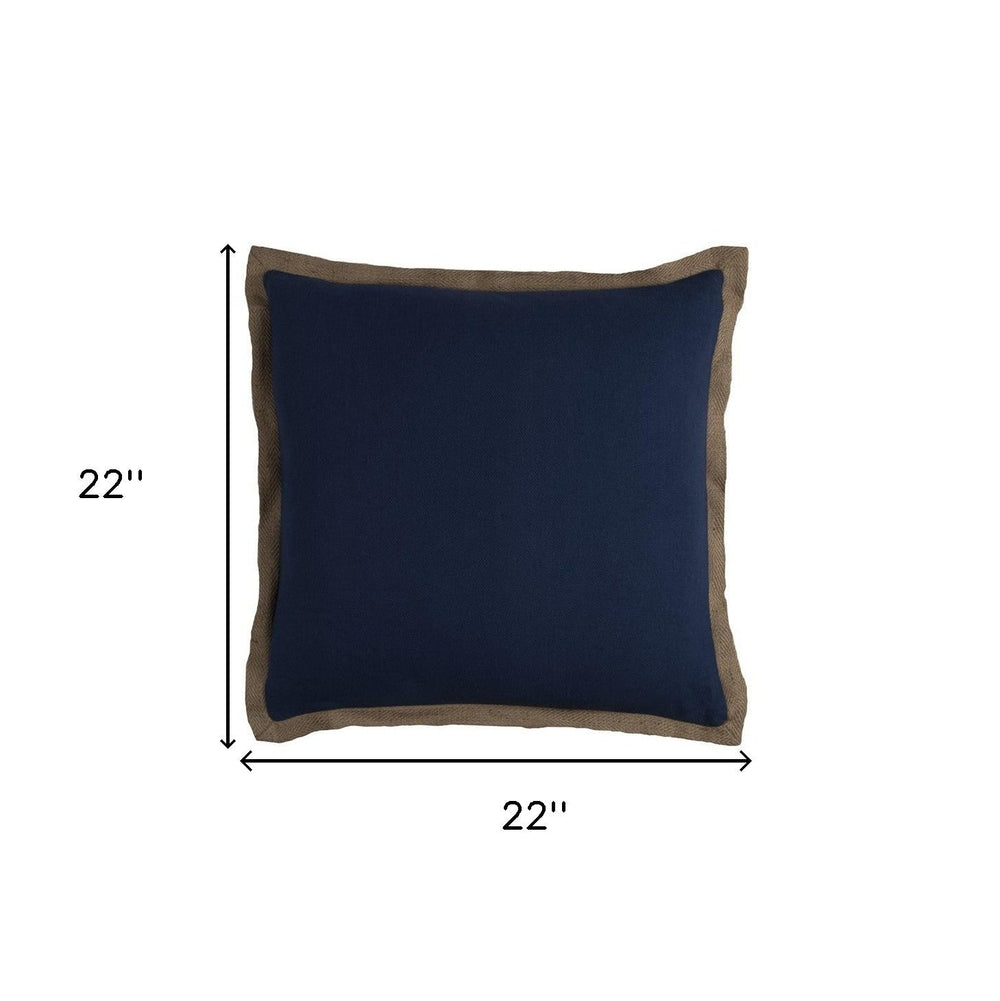 22" Navy Cotton Throw Pillow - Homeroots - Flyclothing LLC