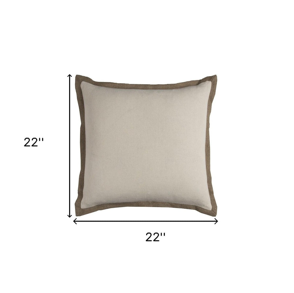 22" Natural Cotton Throw Pillow - Homeroots