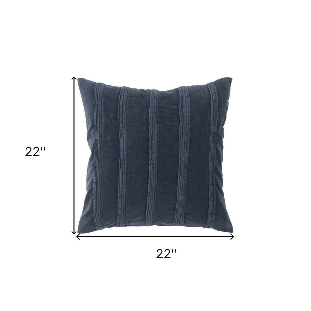 22" Navy Textural Striped Throw Pillow - Homeroots - Flyclothing LLC