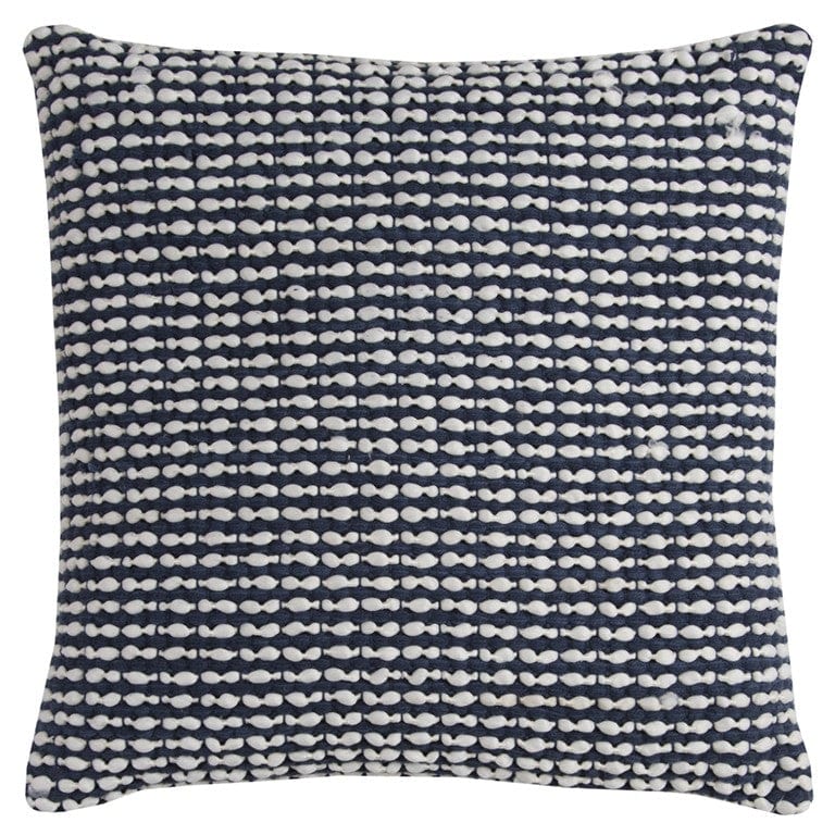 20" X 20" Blue and White Weave Cotton Zippered Pillow - Homeroots