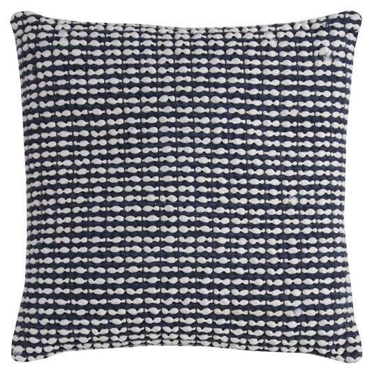 20" X 20" Blue and White Weave Cotton Zippered Pillow - Homeroots