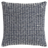 20" X 20" Blue and White Weave Cotton Zippered Pillow - Homeroots