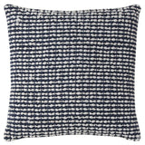 20" X 20" Blue and White Weave Cotton Zippered Pillow - Homeroots