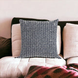 20" X 20" Blue and White Weave Cotton Zippered Pillow - Homeroots