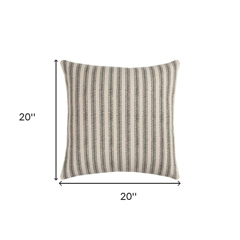 Gray Natural Ticking Stripe Throw Pillow - Homeroots - Flyclothing LLC