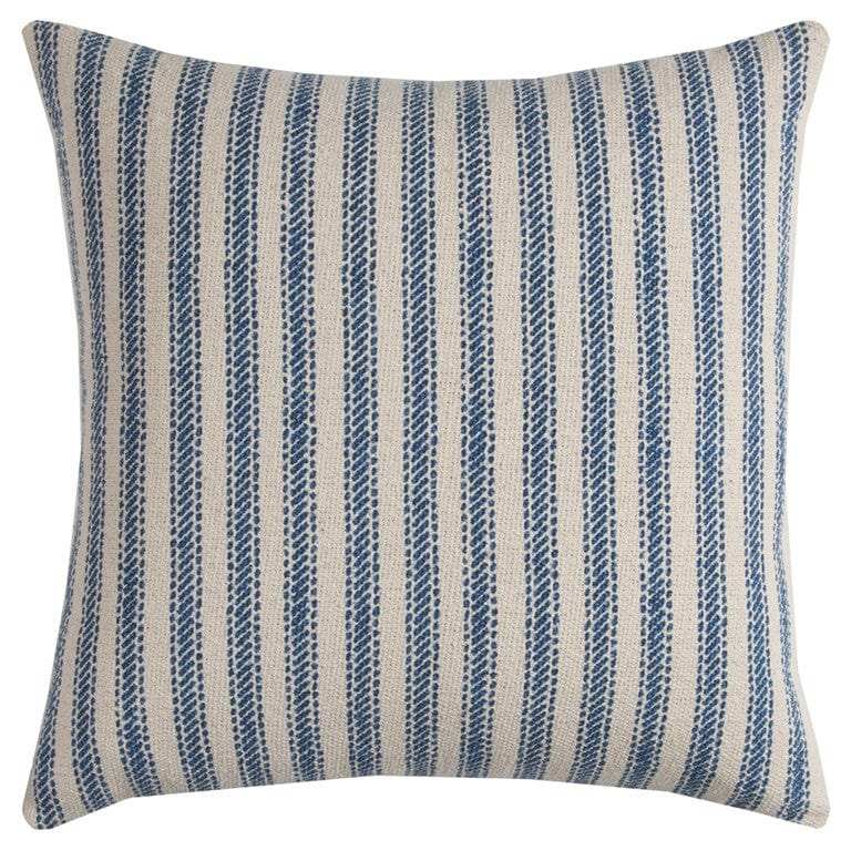 Blue Natural Ticking Stripe Throw Pillow - Homeroots - Flyclothing LLC
