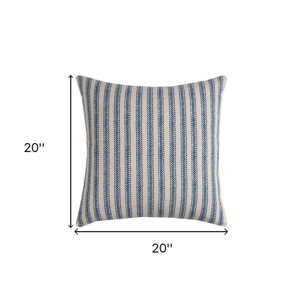 Blue Natural Ticking Stripe Throw Pillow - Homeroots - Flyclothing LLC