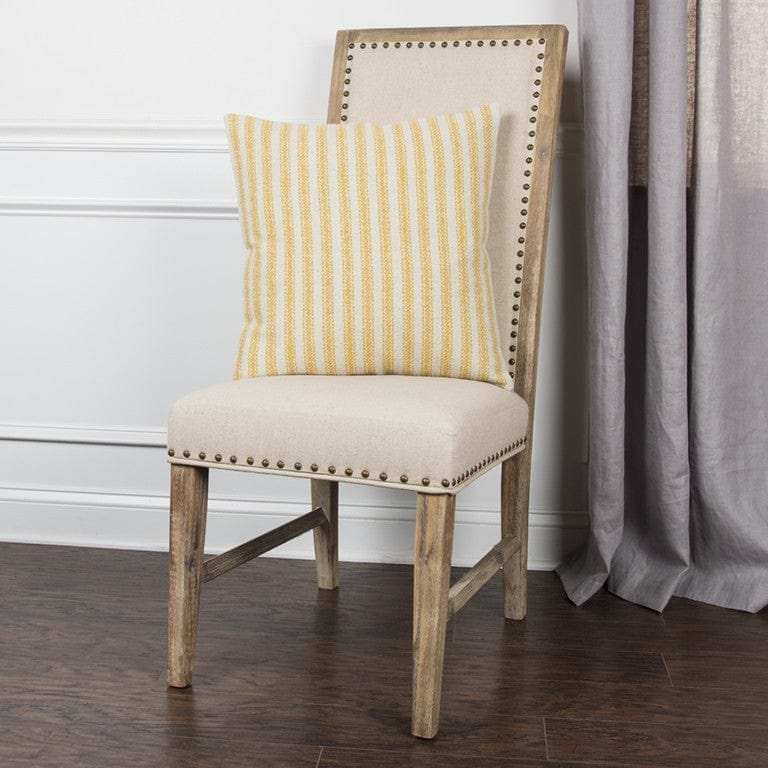 Yellow Natural Ticking Stripe Throw Pillow - Homeroots - Flyclothing LLC