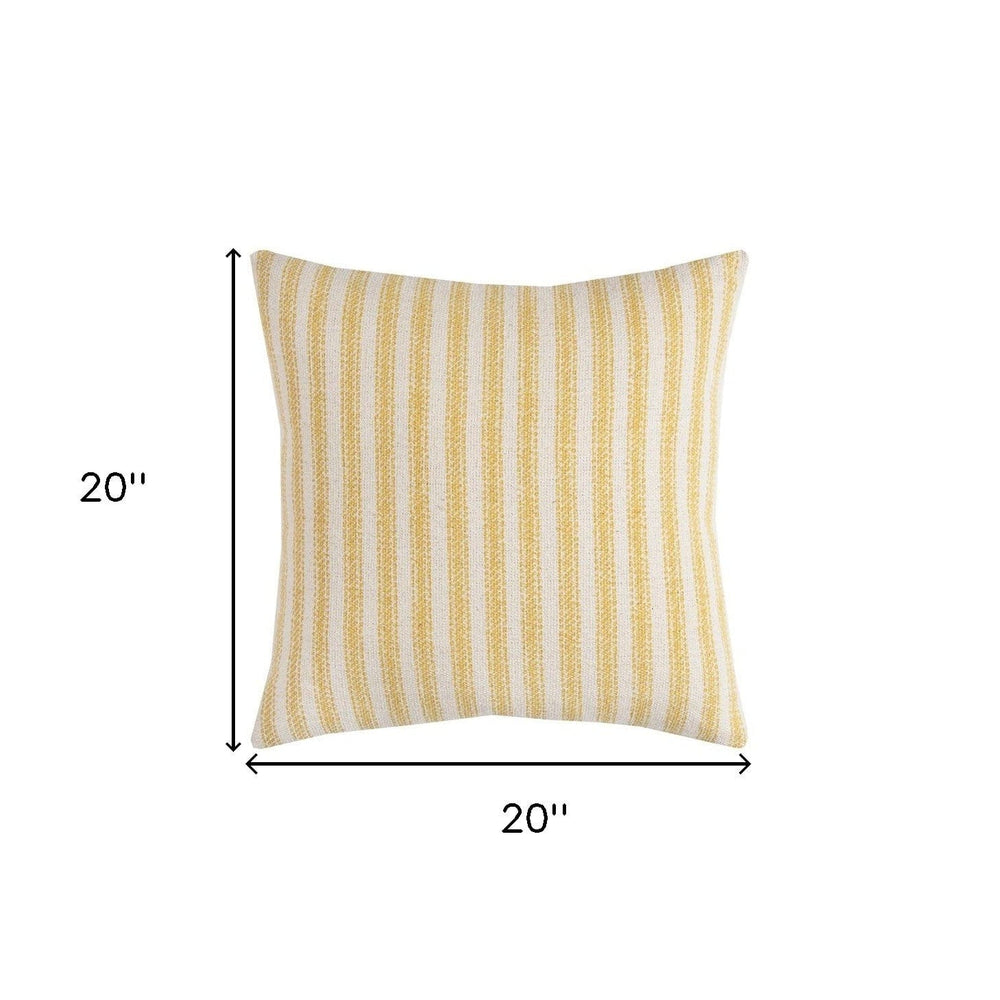 Yellow Natural Ticking Stripe Throw Pillow - Homeroots - Flyclothing LLC