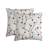 Set of Two 20" X 20" Brown Indoor Outdoor Throw Pillow Cover & Insert with Pom Poms - Homeroots