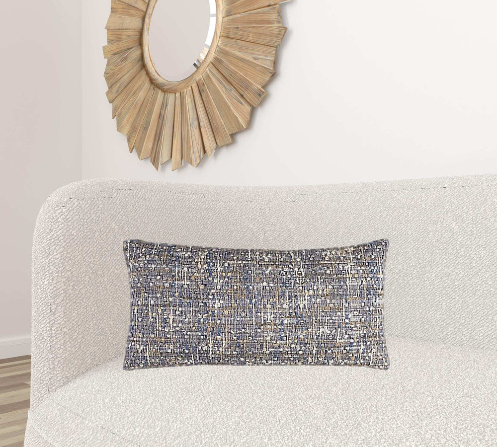 Blue Gray Metallic Nubby Textured Lumbar Pillow - Homeroots - Flyclothing LLC