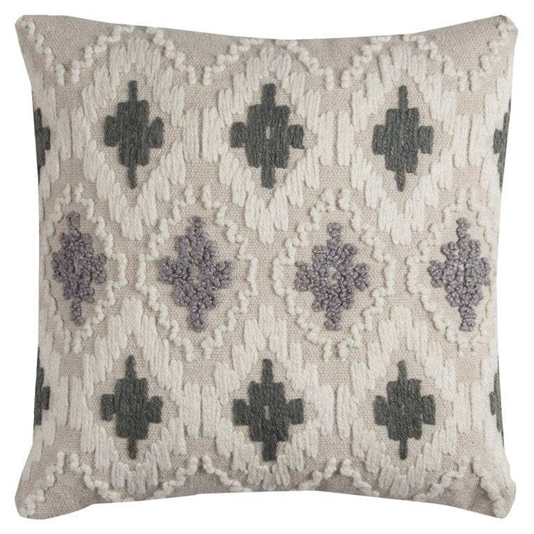 Gray Beige Classic Ikat Pattern Throw Pillow - Homeroots - Flyclothing LLC