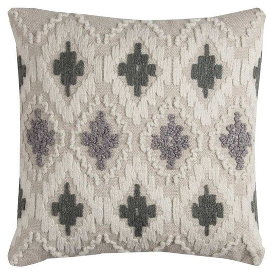 Gray Beige Classic Ikat Pattern Throw Pillow - Homeroots - Flyclothing LLC