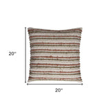Brown Beige Nubby Texture Bands Throw Pillow - Homeroots - Flyclothing LLC