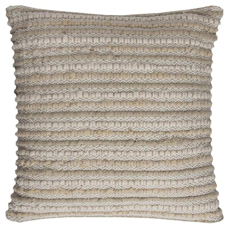 Ivory Beige Nubby Texture Bands Throw Pillow - Homeroots - Flyclothing LLC