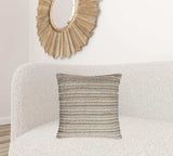 Ivory Beige Nubby Texture Bands Throw Pillow - Homeroots - Flyclothing LLC