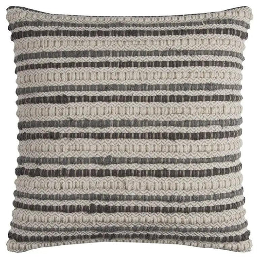 20" Gray Beige Nubby Texture Bands Throw Pillow - Homeroots