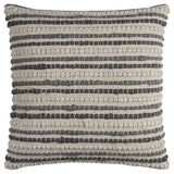 20" Gray Beige Nubby Texture Bands Throw Pillow - Homeroots - Flyclothing LLC