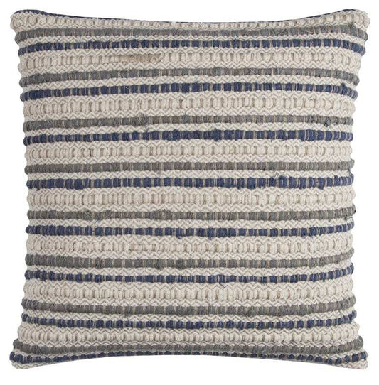 Blue Beige Nubby Texture Bands Throw Pillow - Homeroots - Flyclothing LLC
