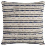 Blue Beige Nubby Texture Bands Throw Pillow - Homeroots - Flyclothing LLC