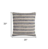 Blue Beige Nubby Texture Bands Throw Pillow - Homeroots - Flyclothing LLC