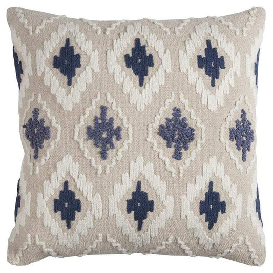 Navy Beige Classic Ikat Pattern Throw Pillow - Homeroots - Flyclothing LLC