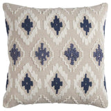 Navy Beige Classic Ikat Pattern Throw Pillow - Homeroots - Flyclothing LLC
