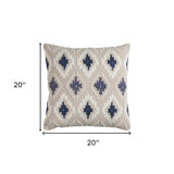 Navy Beige Classic Ikat Pattern Throw Pillow - Homeroots - Flyclothing LLC