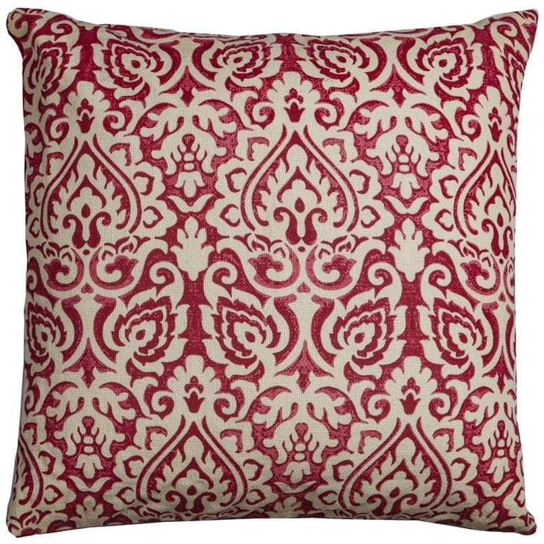 Red Natural Distressed Damask Throw Pillow - Homeroots - Flyclothing LLC
