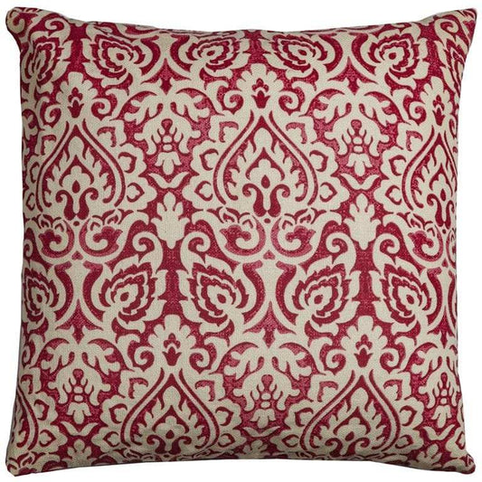 Red Natural Distressed Damask Throw Pillow - Homeroots - Flyclothing LLC