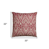 Red Natural Distressed Damask Throw Pillow - Homeroots - Flyclothing LLC