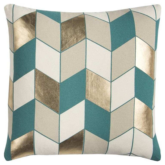 Teal Gold Striped Chevron Throw Pillow - Homeroots - Flyclothing LLC