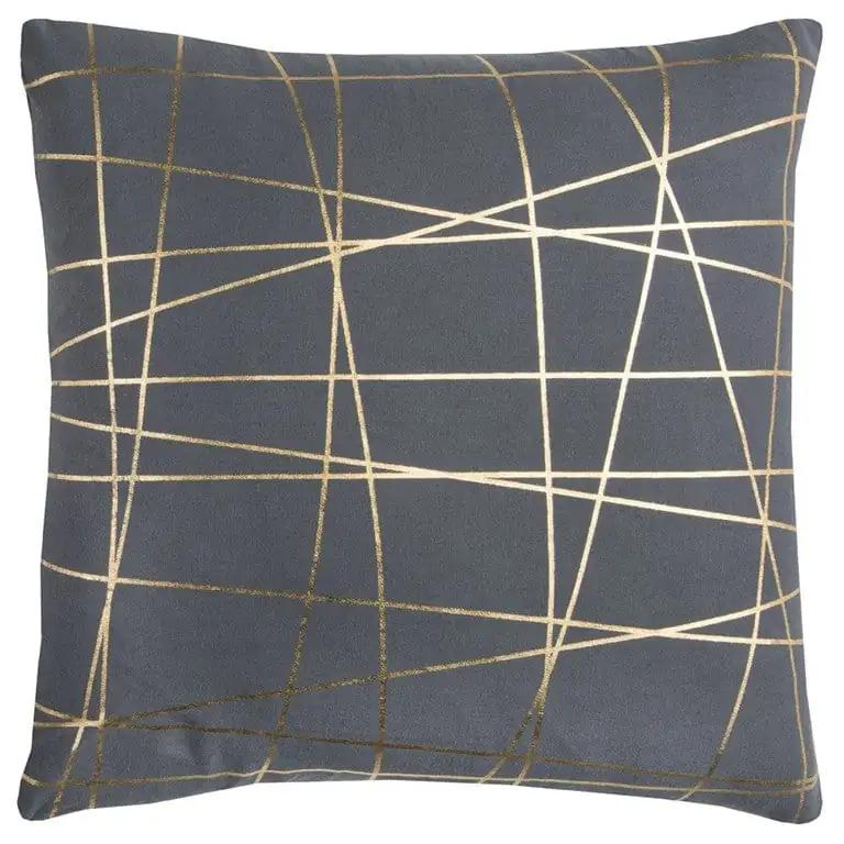 20" Gray and Gold Abstract Linework Cotton Throw Pillow - Homeroots - Flyclothing LLC