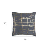 20" Gray and Gold Abstract Linework Cotton Throw Pillow - Homeroots - Flyclothing LLC