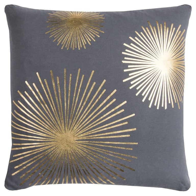 20" Gray and Gold Fireworks Cotton Throw Pillow - Homeroots - Flyclothing LLC