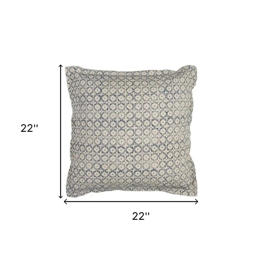 Blue Beige Distressed Block Throw Pillow - Homeroots - Flyclothing LLC