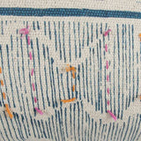 Teal White Kantha Stitch and Knots Throw Pillow - Homeroots - Flyclothing LLC