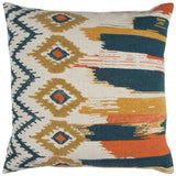 Blue Mustard Ikat Pattern Throw Pillow - Homeroots - Flyclothing LLC