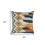Blue Mustard Ikat Pattern Throw Pillow - Homeroots - Flyclothing LLC
